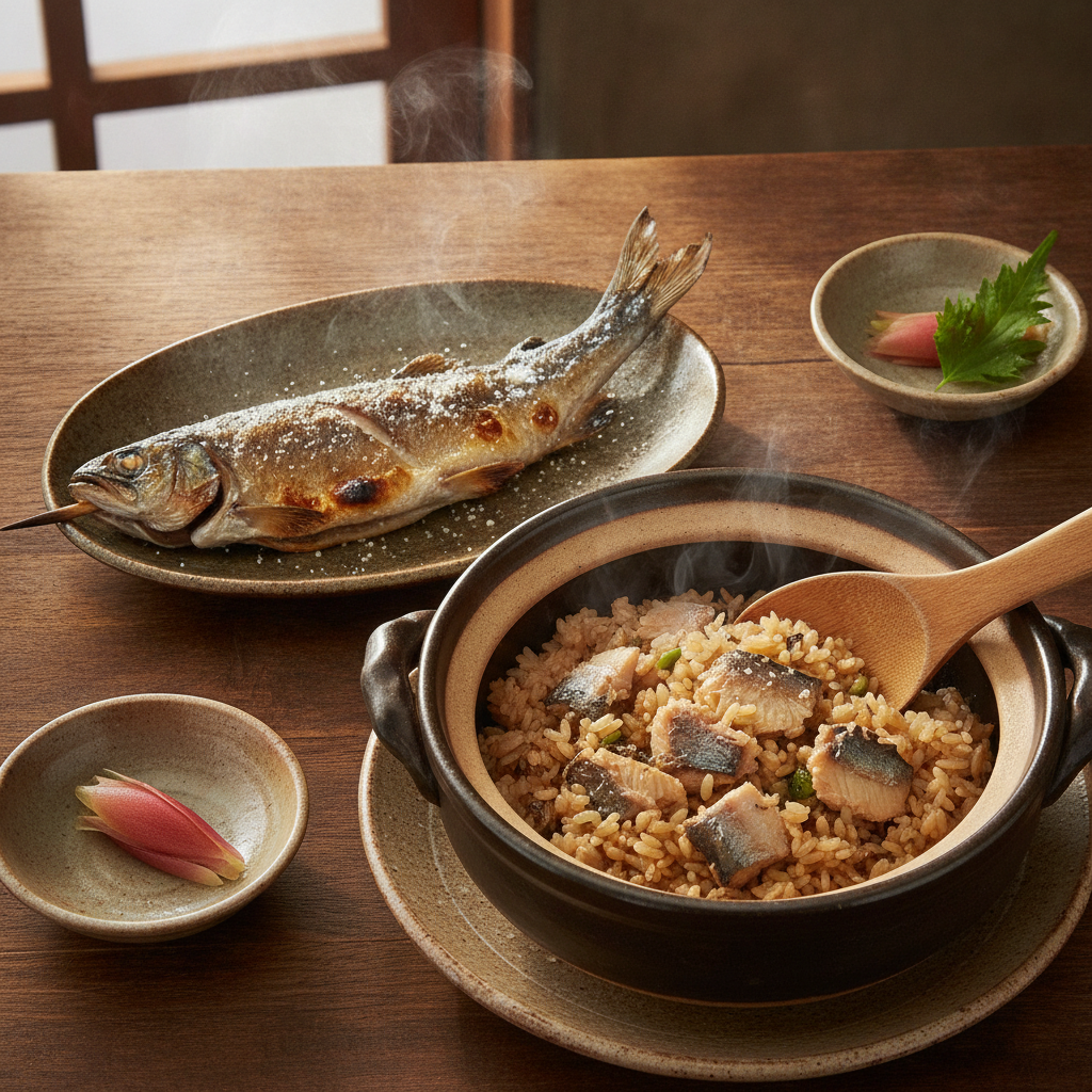 千葉県富津市での鮎獲りと料理企画